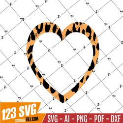 Leopard Heart PNG, doodle heart, Valentine Day sublimation, digital download, cricut, silhouette