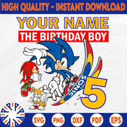 Sonic and Friends Birthday Digital Design, Personalize Birthday Gift Png, Sonic The Hedgehog Game Sublimation PNG