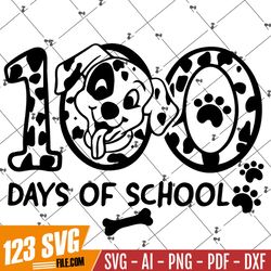100 Days of School Svg 100 Days of School Dalmatian SVG Kindergarten Svg I Survived 100 Days Clipart SVG PNG Print Cutti