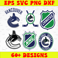 Bundle 6 Files Vancouver Canucks Hockey Team Svg, Vancouver Canucks Svg, NHL Svg, NHL Svg, Png, Dxf, Eps