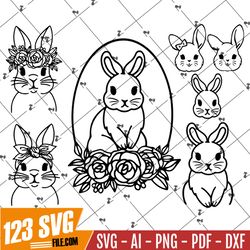 Easter Clipart, Floral Bunny She Original Love Letters Easter Tee SVG, Instant Download, Cricut Cut Files, Silhouette Cu