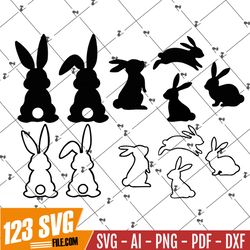 Easter bunny shape Svg, Rabbit Svg, Bunny Svg, Bunny Shape Svg, Rabbit Shape Svg, Rabbit DXF, Bunny DXF, Bunny Silhouett