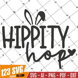 "Hippity Hop SVG PNG PDF, Happy Easter Svg, Easter Bunny Svg, Kids Easter Svg, Easter Shirt Svg, Easter Svg, Easter Teac
