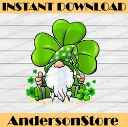 Cute Gnome Lucky Shamrock Clover St Patrick's Day PNG Sublimation Designs
