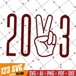 2023 PNG, SVG, Happy New Year Instant Download, New Year's Eve Shirt Design, 2023 Peace Sign Svg, Class of 2023 svg, New