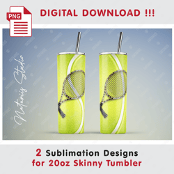 2 Tennis Templates - Seamless Sublimation Patterns - 20oz SKINNY TUMBLER - Full Tumbler Wrap