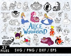 Alice in Wonderland Svg Files, Alice Wonderland Png File, Vector Png Image, SVG Cut File for Cricut, Clipart Bundle Pack