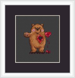With all sincerity, cross stitch, The 14th of February, Bear, Heart, Valentine's day