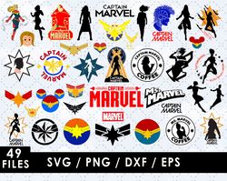 Captain Marvel Svg Files, Captain Marvel Png Files, Vector Png Images, SVG Cut File for Cricut, Clipart Bundle Pack