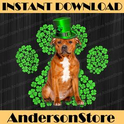 Staffordshire Bull Terrier Shamrock Clovers St Patrick's Day PNG Sublimation Designs