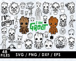 Groot Svg Files, Groot Png Files, Vector Png Images, SVG Cut File for Cricut, Clipart Bundle Pack