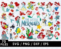 Little Mermaid Svg Files, Little Mermaid Png Files, Vector Png Images, SVG Cut File for Cricut, Clipart Bundle Pack