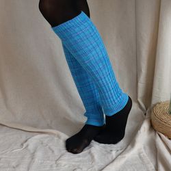 Knitted leg warmers womens, Leg warmers for teens, Blue wool leg warmers, Hand knit accessories