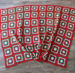 Daisy Crochet Blanket, Granny Square Crochet Blanket, Handmade Blanket