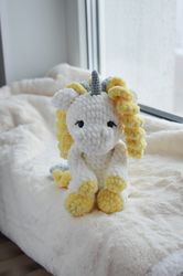 Amigurumi unicorn plush little toy, custom crochet toys for Easter baby gift