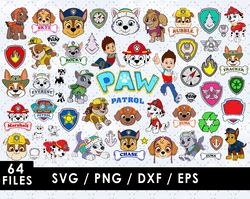 Paw Patrol Svg Files, Paw Patrol Png Files, Vector Png Images, SVG Cut File for Cricut, Clipart Bundle Pack