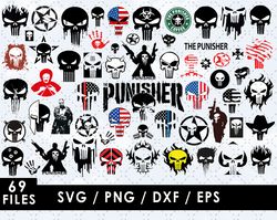 Punisher Svg Files, Punisher Png Files, Vector Png Images, SVG Cut File for Cricut, Clipart Bundle Pack