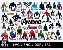 Superhero Svg Files, Superhero Png File, Vector Png Images, SVG Cut File for Cricut, Clipart Bundle Pack