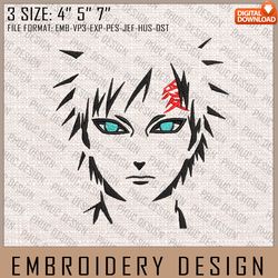 Gaara Embroidery Files, Naruto, Anime Inspired Embroidery Design, Machine Embroidery Design