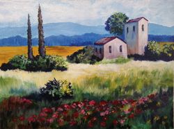 Provencelandscape of provence, landscape with acrylic paints, nature of italy, landscape of italy, landscape of the medi
