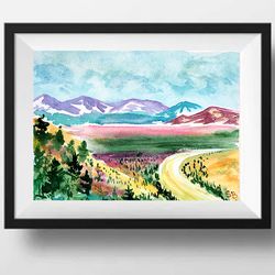Denali National Park Original Watercolor painting Alaska Landscape Original Art 8 by 12