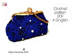 Handbag 5  Irish lace crochet pattern , flower crochet pattern , crochet motif , crochet flower pattern , bag crochet