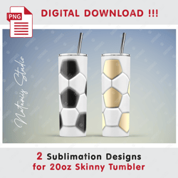 2 Soccer Templates - Seamless Sublimation Patterns - 20oz SKINNY TUMBLER - Full Tumbler Wrap