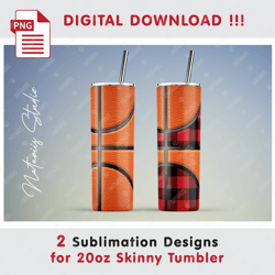 2 Basketball Templates - Seamless Sublimation Patterns - 20oz SKINNY TUMBLER - Full Tumbler Wrap