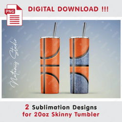 2 Basketball Templates - Seamless Sublimation Patterns - 20oz SKINNY TUMBLER - Full Tumbler Wrap
