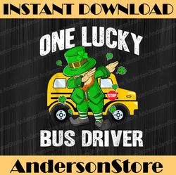 One Lucky Bus Driver St Patricks Day Dabbing Leprechaun PNG Sublimation Designs