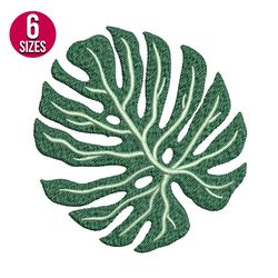 Monstera leaf embroidery design, Machine embroidery design, Instant Download