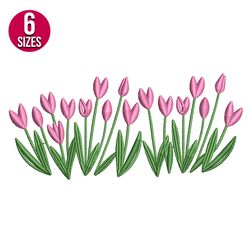 Tulip Flowers embroidery design, Machine embroidery design, Instant Download