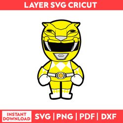 Chibi Yellow Ranger Power Rangers Svg, Power Rangers Chibi Svg, Png, pdf, dxf digital file