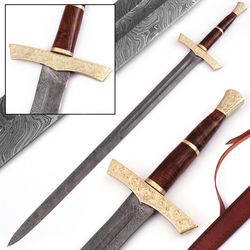 custom handmade damascsu steel sword - Hand forged Sword, Long sword, Handmade Chisel Engraved/Hand Engraved sword