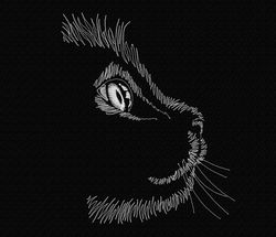 Cat. Circuit. Machine embroidery design - 9 sizes. Monochromatic cat. Sketch of a cat's face. Diagram of a cat's head.