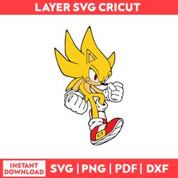 Super Sonic By He Hedgehog Sonic Cliparts Svg, Png, pdf, dxf digital fille