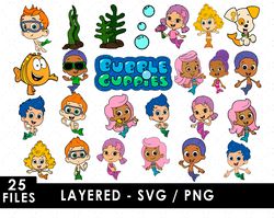 Bubble Guppies Svg Files, Bubble Guppies Png Files, Vector Png Images, SVG Cut File for Cricut, Clipart Bundle Pack