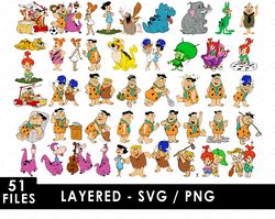 Flintstones Svg Files, Flintstones Png Files, Vector Png Images, SVG Cut File for Cricut, Clipart Bundle Pack