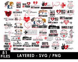 Grey Anatomy Svg Files, Grey Anatomy Png Files, Vector Png Images, SVG Cut File for Cricut, Clipart Bundle Pack