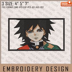 Giyuu Embroidery Files, Demon Slayer, Anime Inspired Embroidery Design, Machine Embroidery Design