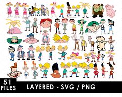 Hey Arnold! Svg Files, Hey Arnold! Png Files, Vector Png Images, SVG Cut File for Cricut, Clipart Bundle Pack