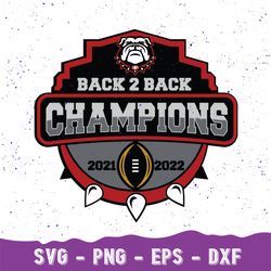 UGA Georgia Bulldogs Back 2 Back Champions Cut File Layered SVG PNG jpg pdf for cups Svg bags Sublimation, Cricut Silhou