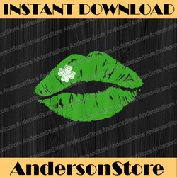 St Patricks Day Green Lipstick Shamrock Kiss PNG Sublimation Designs