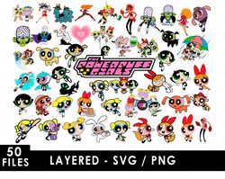 The Powerpuff Girls Svg Files, Powerpuff Girls Png File, Vector Png Image, SVG Cut File for Cricut, Clipart Bundle Pack