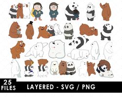 We Bare Bears Svg Files, We Bare Bears Png Files, Vector Png Images, SVG Cut File for Cricut, Clipart Bundle Pack