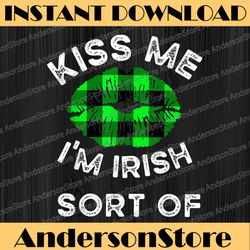 Funny Kiss Me I'm Irish Green Buffalo Plaid Lips Irish PNG Sublimation Designs