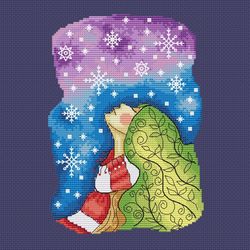 Winter Girl PDF cross stitch patterns Winter Girl Counted cross stitch chart Snowflakes embroidery pdf chart Magic Girl