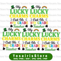 My Lucky Charms Call Me 5th Grade Teacher Svg, St Patricks Day Svg, Charms Funny St Patrick's Day Svg Cut Files