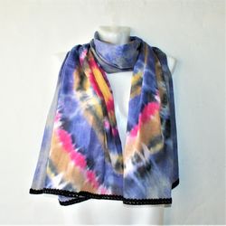 Blue and yellow pink scarf cotton shawls and wraps tie dye scarf