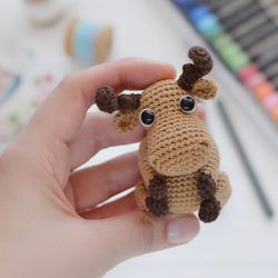 Moose crochet pattern, amigurumi moose tutorial, DIY mini toy moose, stuffed elk pattern, moose woodland animal
